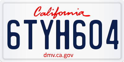 CA license plate 6TYH604