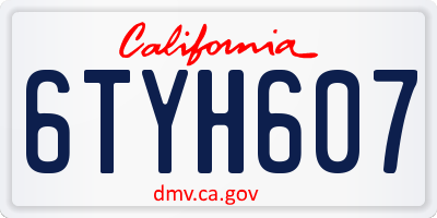 CA license plate 6TYH607