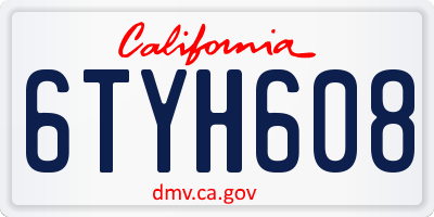 CA license plate 6TYH608