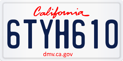CA license plate 6TYH610