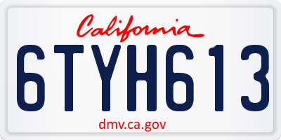 CA license plate 6TYH613