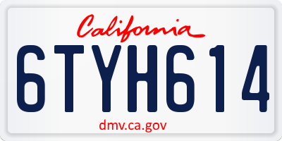 CA license plate 6TYH614