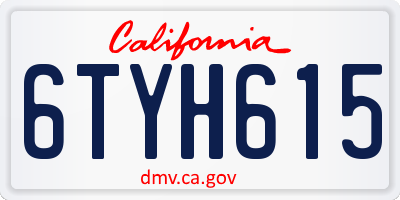 CA license plate 6TYH615