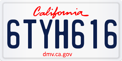CA license plate 6TYH616