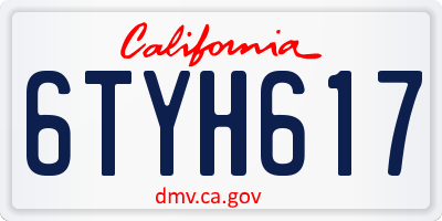 CA license plate 6TYH617