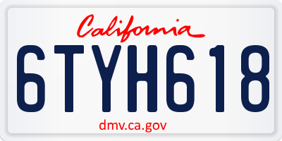 CA license plate 6TYH618