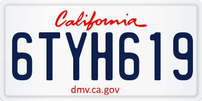 CA license plate 6TYH619