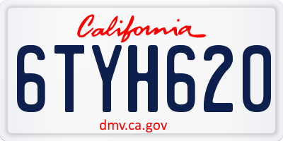 CA license plate 6TYH620