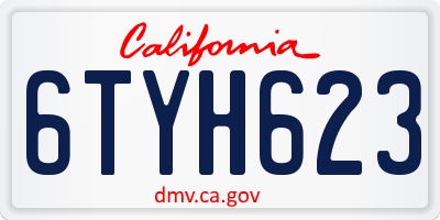 CA license plate 6TYH623