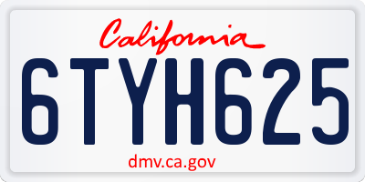 CA license plate 6TYH625