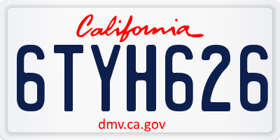 CA license plate 6TYH626