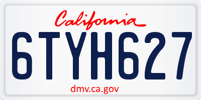 CA license plate 6TYH627