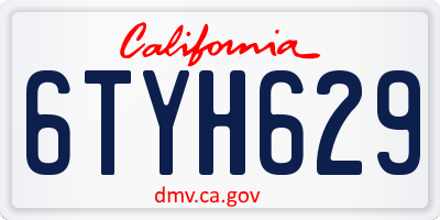 CA license plate 6TYH629