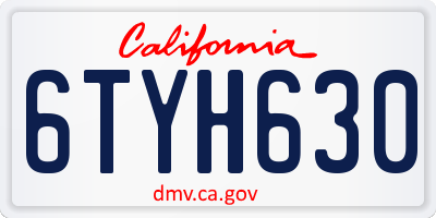 CA license plate 6TYH630