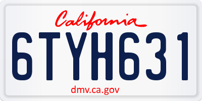 CA license plate 6TYH631