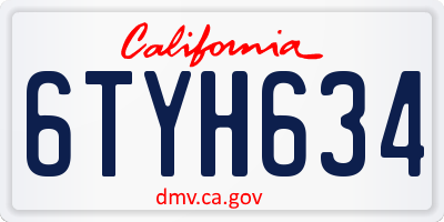 CA license plate 6TYH634