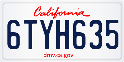 CA license plate 6TYH635