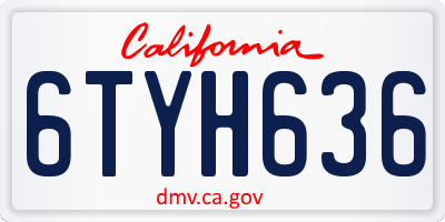 CA license plate 6TYH636