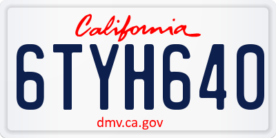 CA license plate 6TYH640