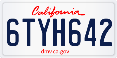 CA license plate 6TYH642