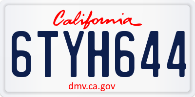 CA license plate 6TYH644