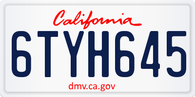 CA license plate 6TYH645