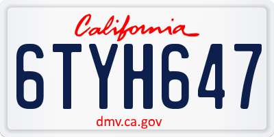 CA license plate 6TYH647