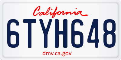 CA license plate 6TYH648