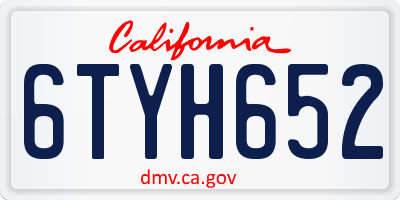 CA license plate 6TYH652