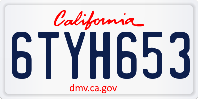 CA license plate 6TYH653