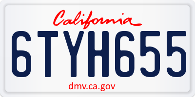 CA license plate 6TYH655