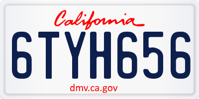 CA license plate 6TYH656