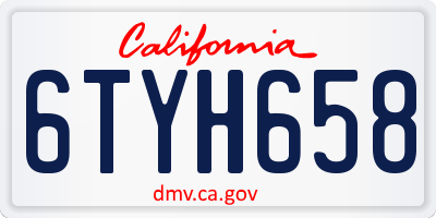 CA license plate 6TYH658