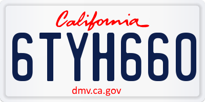 CA license plate 6TYH660