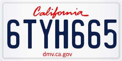CA license plate 6TYH665