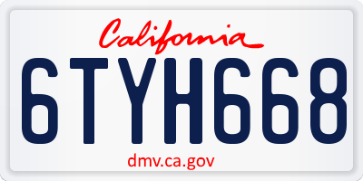 CA license plate 6TYH668