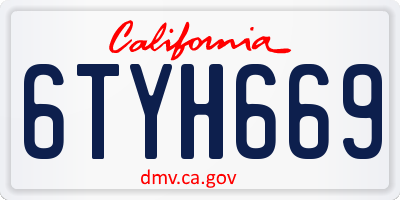 CA license plate 6TYH669