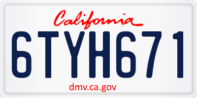 CA license plate 6TYH671
