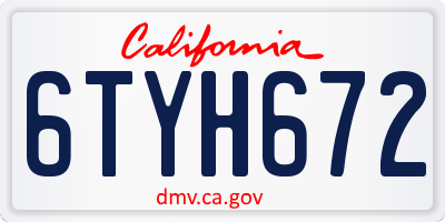 CA license plate 6TYH672