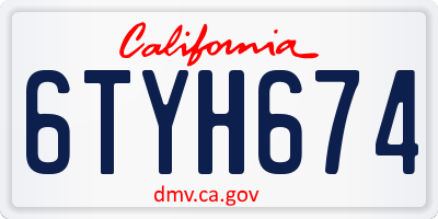 CA license plate 6TYH674