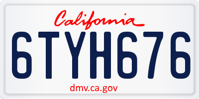 CA license plate 6TYH676