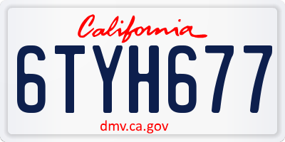 CA license plate 6TYH677
