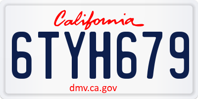 CA license plate 6TYH679