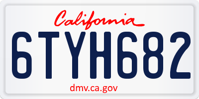 CA license plate 6TYH682