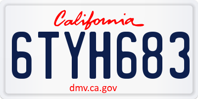 CA license plate 6TYH683