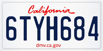 CA license plate 6TYH684