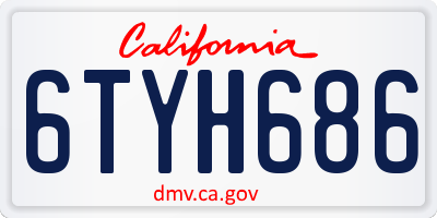 CA license plate 6TYH686