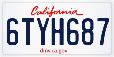 CA license plate 6TYH687
