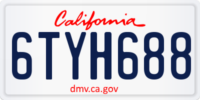 CA license plate 6TYH688