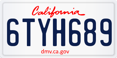 CA license plate 6TYH689